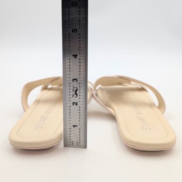 Stuart Weitzman Ibiza Slide Sandal Open Square Toe Women's Ivory Size US7 EU37.5 - Picture 4 of 9